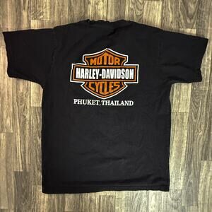 Harley-Davidson Phuket Thailand Black Tourist TShirt Vintage Style Motorcycle